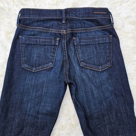 Cuffed Crop Straight Jeans CoH Citizens Humanity Dani Size 24 Dark Stretch Denim - Picture 8 of 9